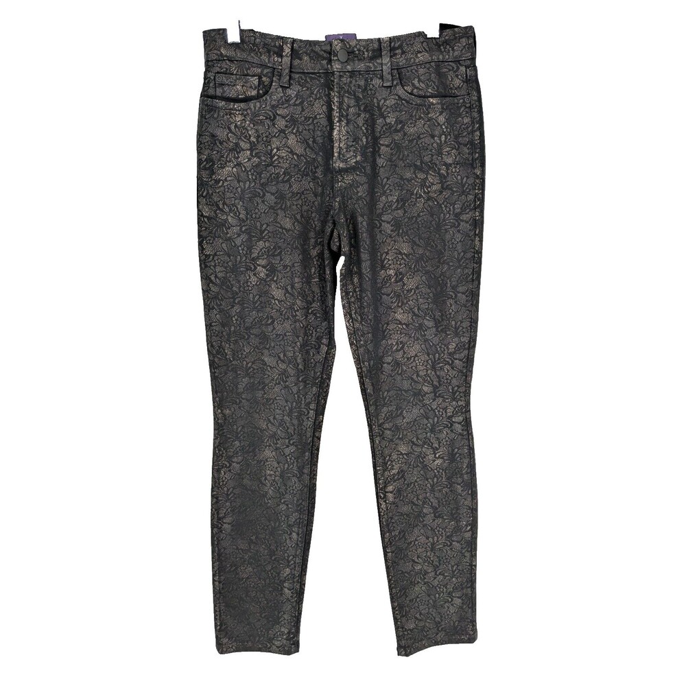 NYDJ Jeans 8 Black Subtle Paisley 30Waist 11Rise 31Inseam 6Cuff
